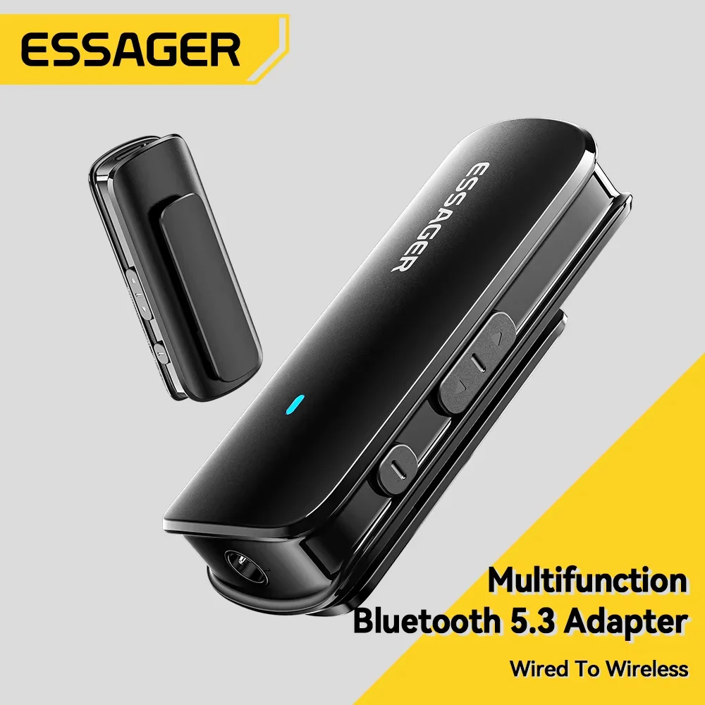 Essager Multifunctional Bluetooth 5.3 Adapter 3.5mm Jack Aux Wireless Adapter Stereo for Earphones Phones TV Car Audio Receiver