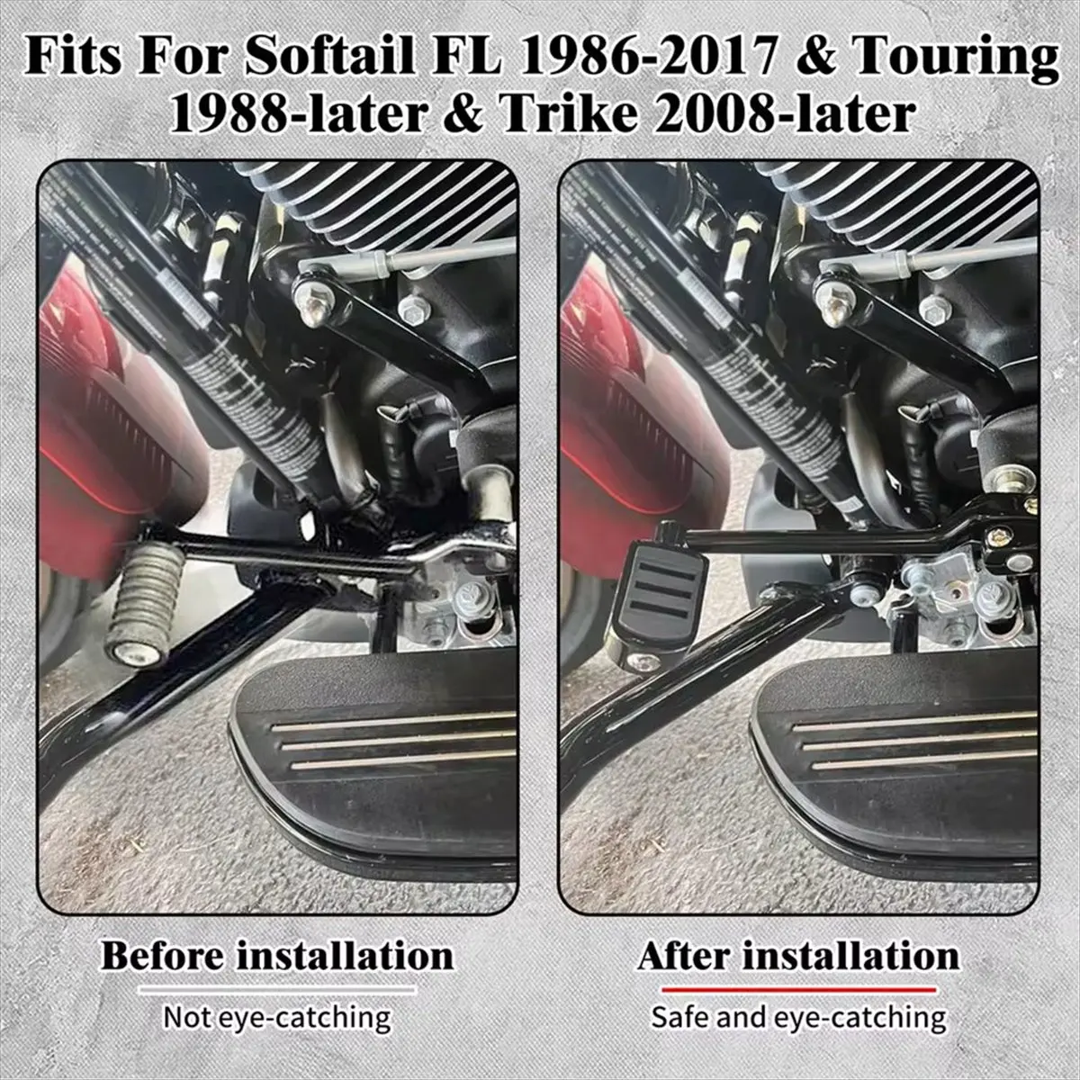 A23Z Motorcycle 2 Pcs Heel Toe Lever Shift Pegs Rear Levers with Shifter Pedals for Softail Fat Boy Road Glide Trike