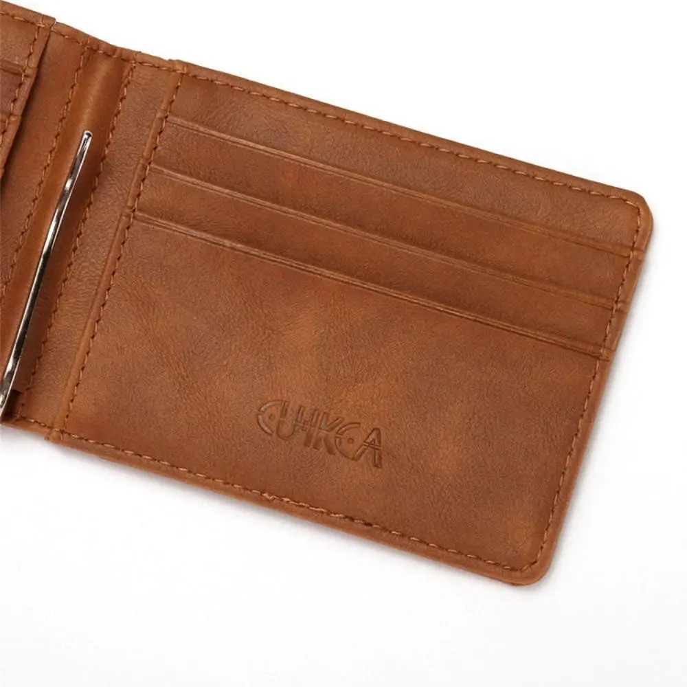 Fashion PULeather Short Wallet Card Holder Ultra-thin Credit Card Case Money Clips Anti theft Swipe Male Purse Men