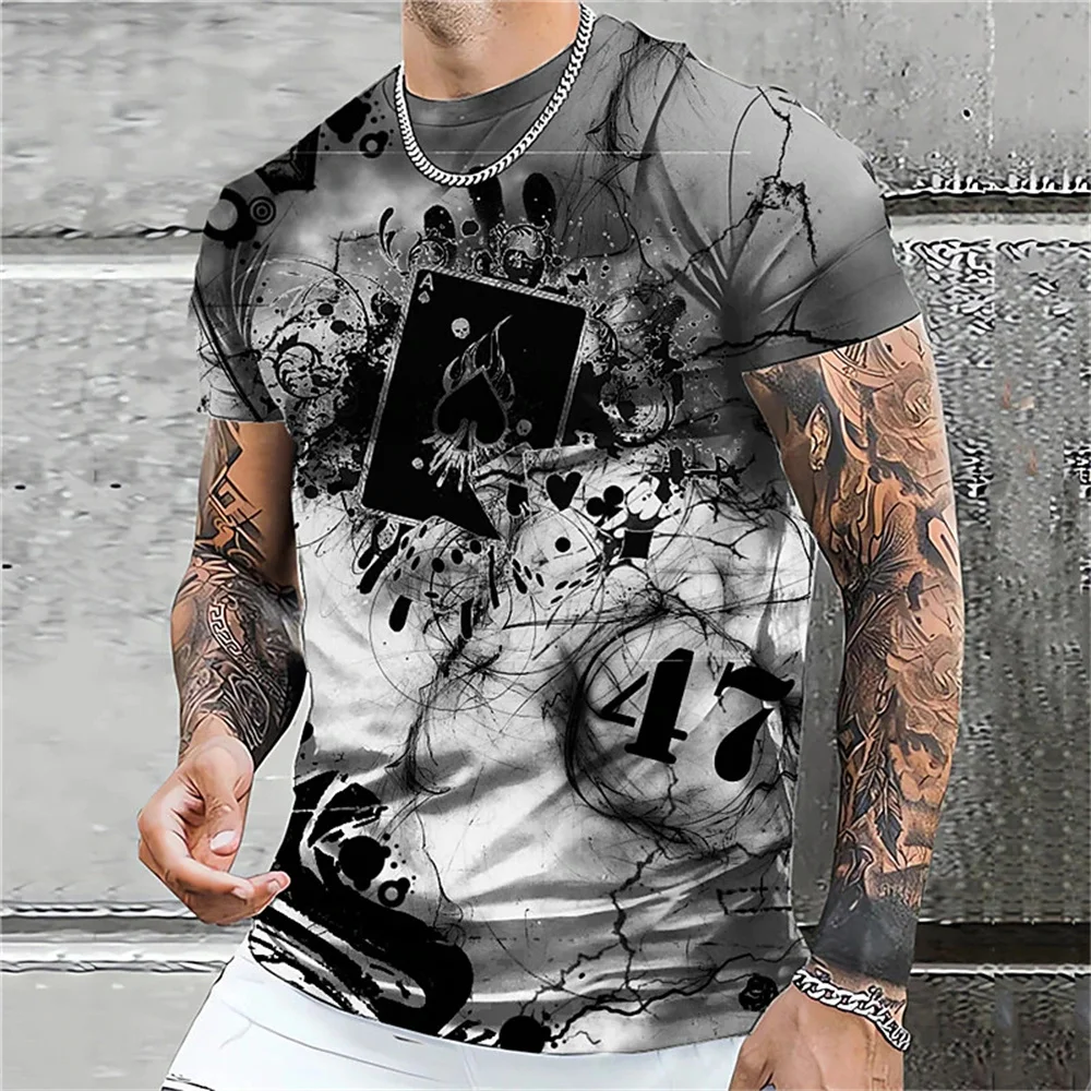 

Funny 3D Poker Print Men T Shirt Casual O-neck Short Sleeve Tops Hip Hop Trend Harajuku Streetwear Summer Fashion Loose Clothing