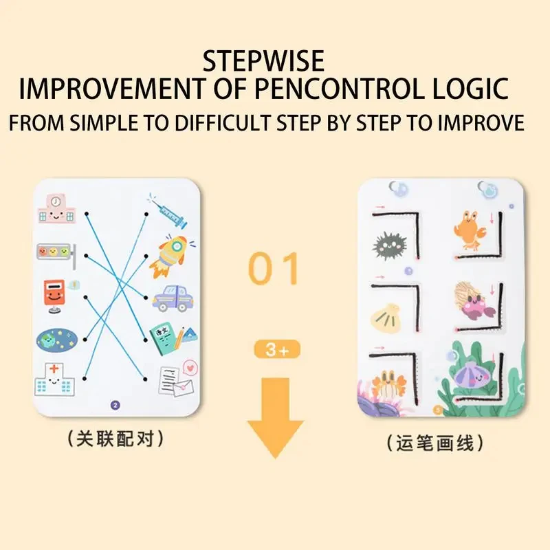 1Pc Pen Control książka szkoleniowa Montessori pismo odręczne szkicownik wielokrotnego użytku dla dzieci Cartoon karta treningowa prezent