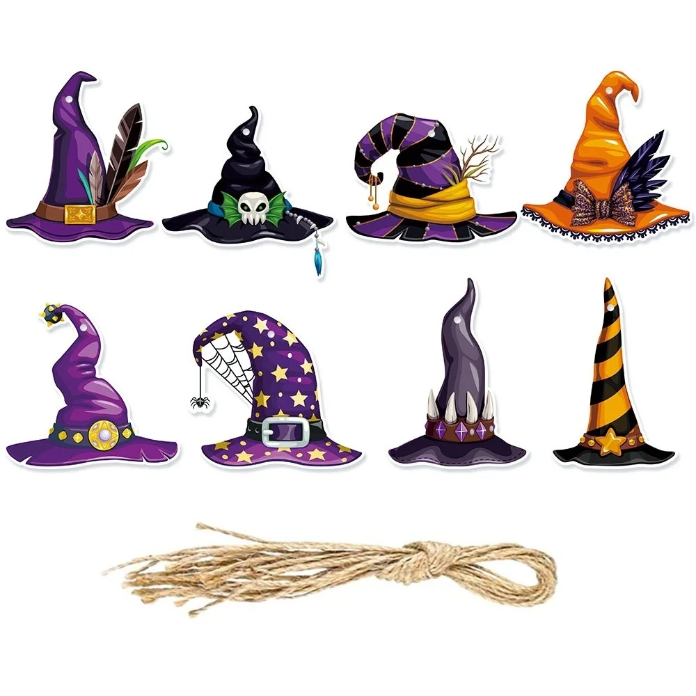 16 Stück Hexen hut hängen Tags Multi Hüte Papier Tags für Halloween Home Party Dekoration Süßes oder Saures DIY Geschenke Verpackung Versorgung