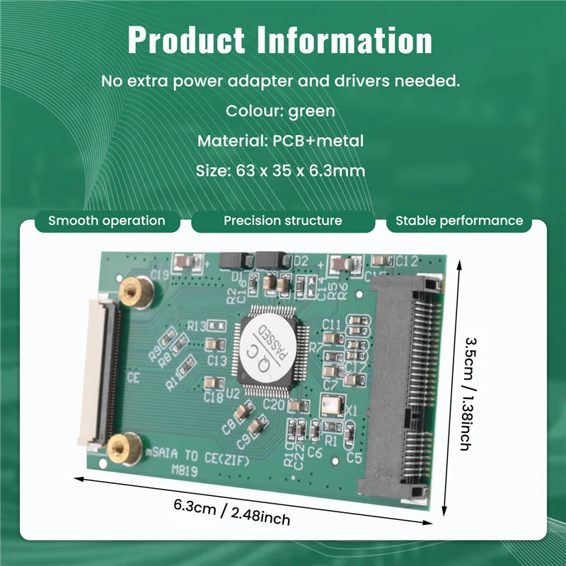 A08E-Mini SATA MSATA PCI-E SSD إلى 40Pin 1.8 بوصة ZIF/CE بطاقة محول ل IPOD IPAD لتوشيبا لشركة هيتاشي ZIF القرص الصلب