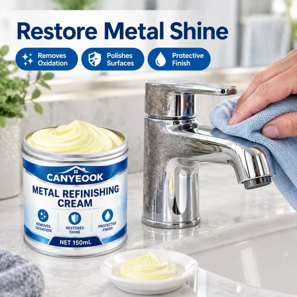 CANYEOOK Metal Polishing Paste 150ml Remove Oxidation Rust Scratches Restore Shine for Car Kitchen Bathroom Metal