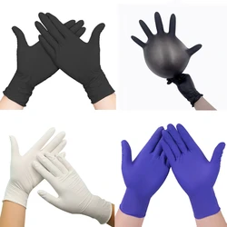 Guantes desechables de nitrilo y látex, manoplas de goma para lavar platos, cocina, trabajo, jardín, limpieza del hogar, color negro y azul, 50/100 piezas