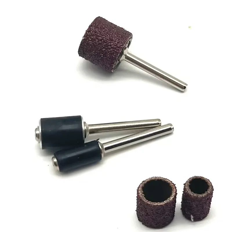 6pcs Rubber Mandrel 1/8 1/4 inch Grinder Drum Sanding Sandpaper Circle Kit Polishing Nails For Dremel Rubber Drum Mandrel