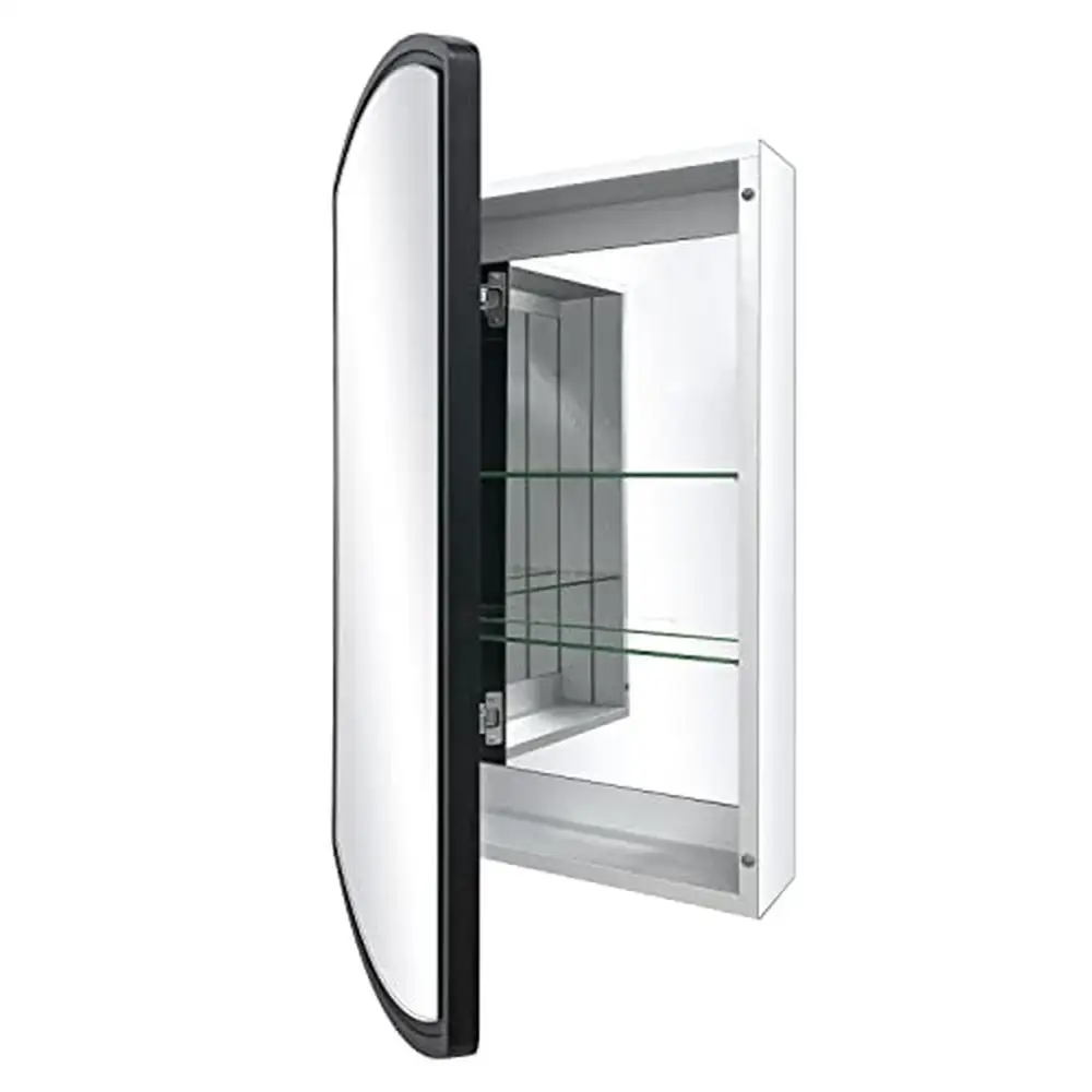 Armario de medicina para baño, mueble de aluminio negro de 16x26 pulgadas con espejo empotrado, montaje en superficie, sin óxido y sin Chip, montado en la pared