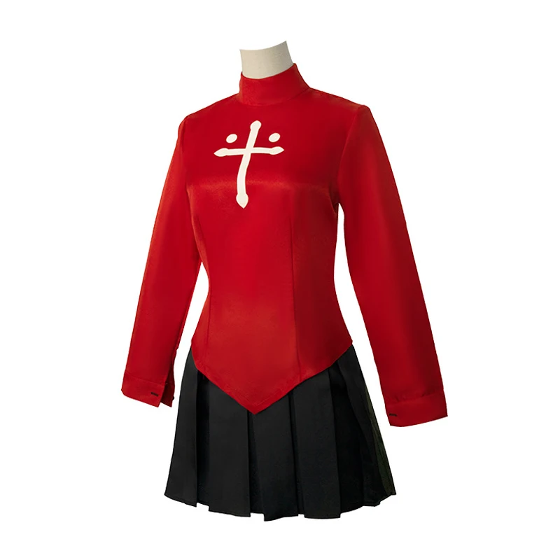 Tohsaka Rin Cospaly Costume Anime Gioco Fatestay notte Rosso Nero Gonna Set per le Donne Vestito di Carnevale Gioco di Ruolo Personalizzato