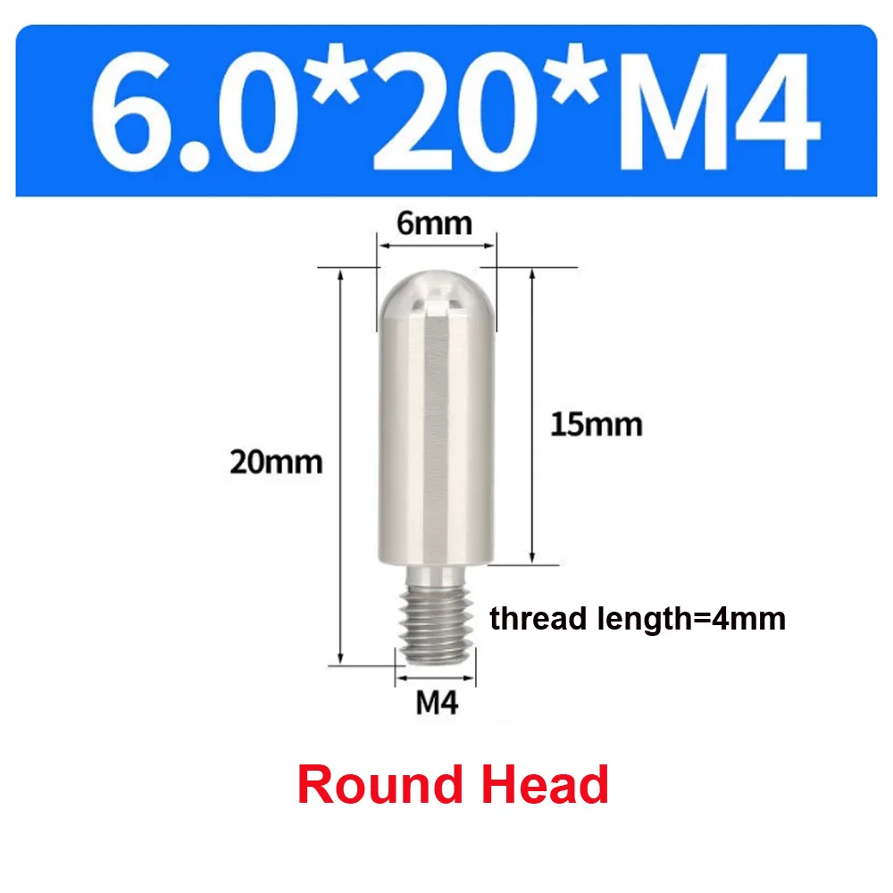 10 Stück/Beutel Edelstahl 303 Positionierstifte M6 Konischer Rundkopf mit Flachkopf Außengewinde Metall-Einsatzschraube 5mm Verriegelungsbefestigung – Detail 33