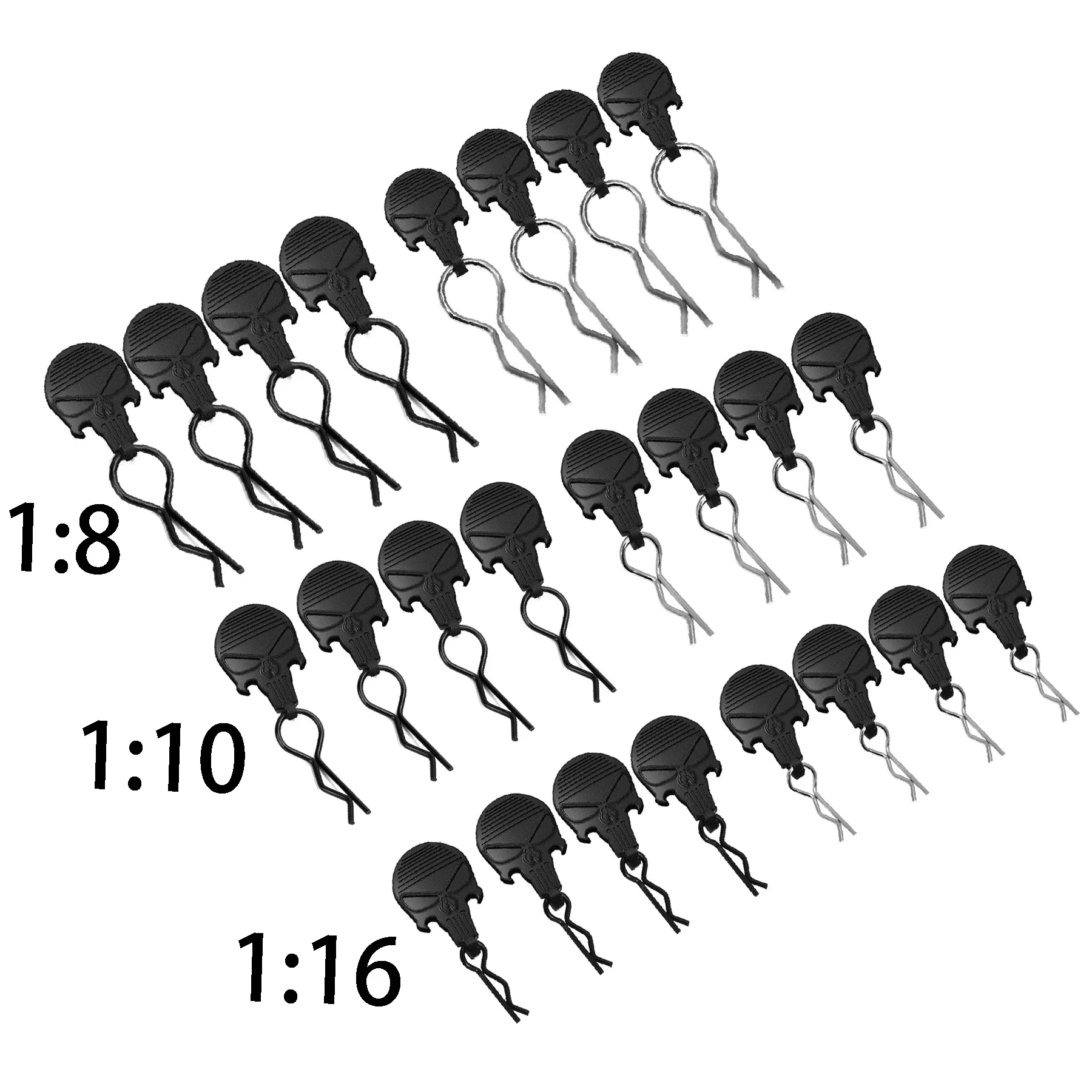 RC Body Clips With Pull Tabs Black White R Pins Replacement Parts Fit 1/8 1/10 1/16 Losi Arrma Axial Redcat HPI HSP RC Car
