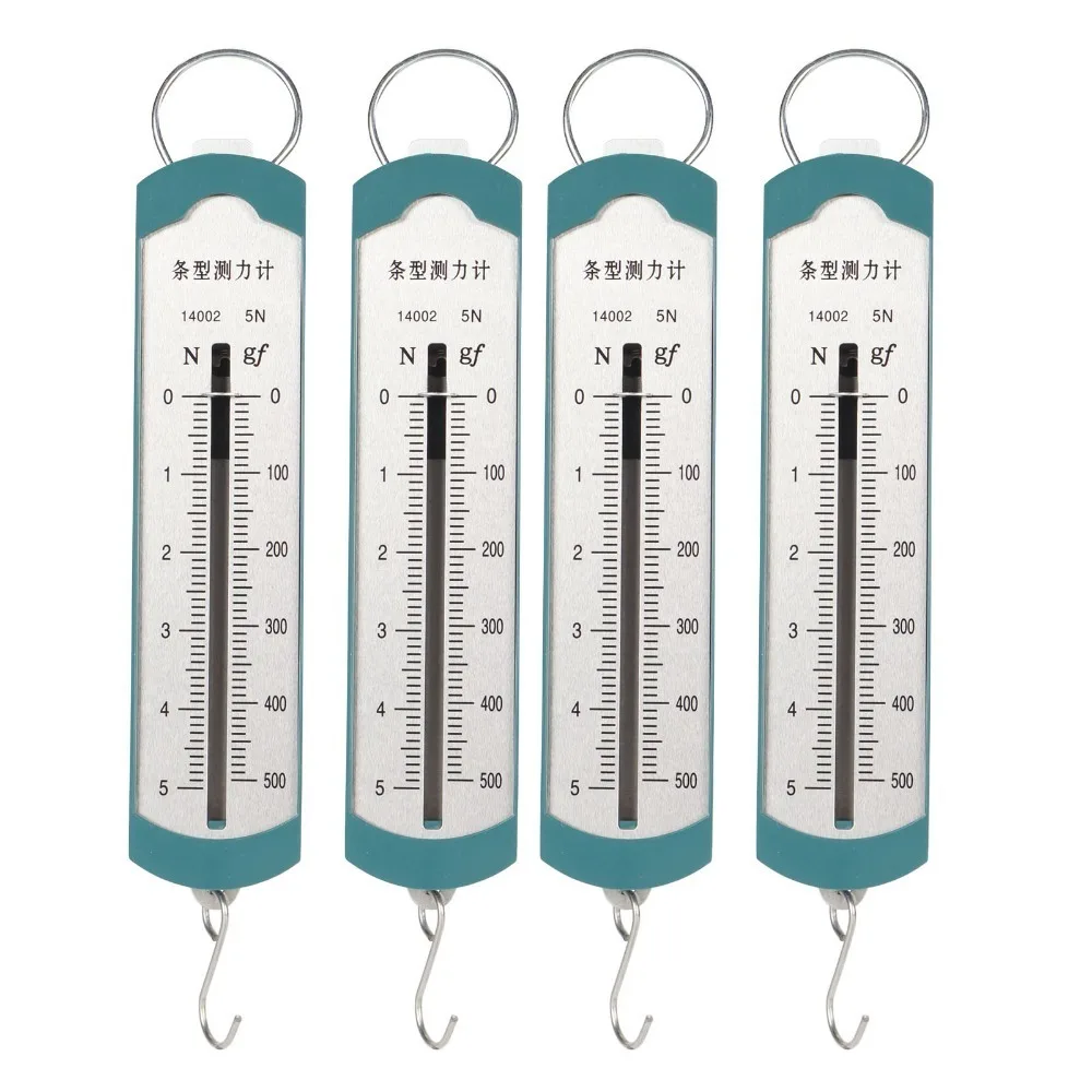 4pcs Polymer Shell Spring Dynamometer Metal Spring Clear Scale Mark Bar Force Meter Rectangular Shape Multi Range 1N 2.5N 5N