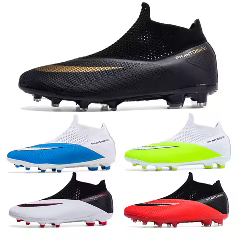 Big Size 49 48 Pro Soccer Boots Long Short Spikes Ankle Boots Children PU Leather Soccer Training Sneakers Outdoor Football