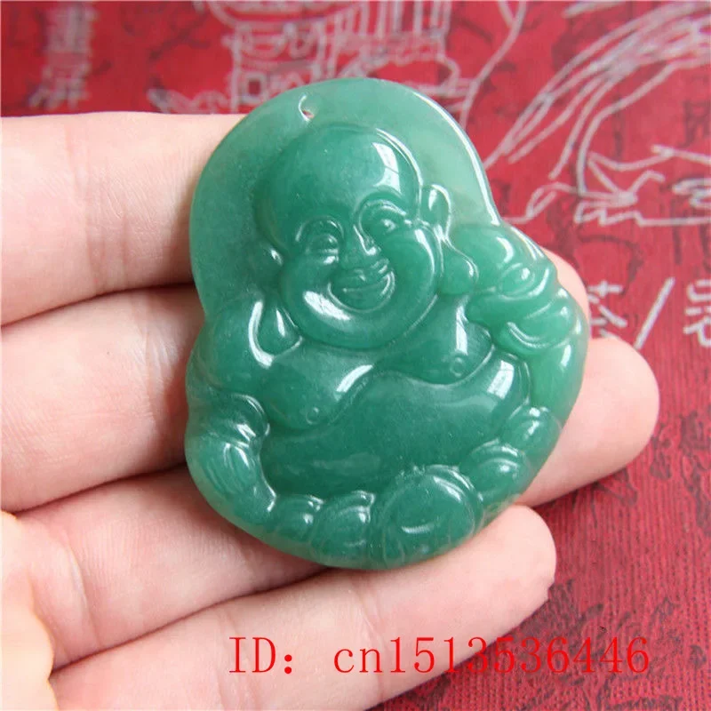 wholesale Natural Green Jade Guanyin Buddha Pendant Necklace Jewellery Fashion Accessories Hand-Carved Man Luck Amulet Gifts