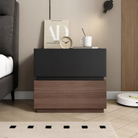 Minimalist Solid Wood Nightstand Modern Black Storage Luxury Small Bedside Table Home Decor Space Saving Bedroom Organizer