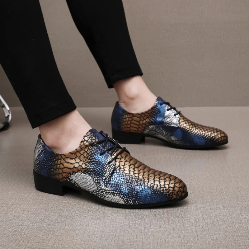 Men Derby Shoes PU Multi Color Coarse Heel Trendy Business Casual Men Shoes Size 40-50