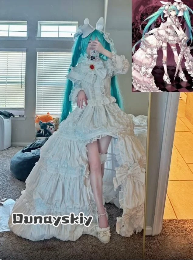 

{Dream ZS}Anime Mikuuuu Cosplay White Rabbit Gorgeous Dress Costume Princess Lolita Dresses Full Set Halloween Disguise Women