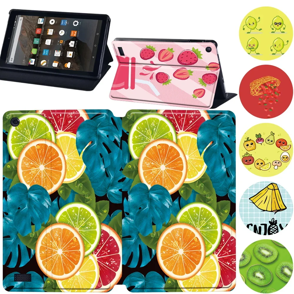 

Tablet Stand Case for Fire HD 10 Plus/5th/7th/9th/11th/HD 8 Plus/6th/7th/8th/10th/Fire 7 5th/7th/9th/12th Fruits Print Cover