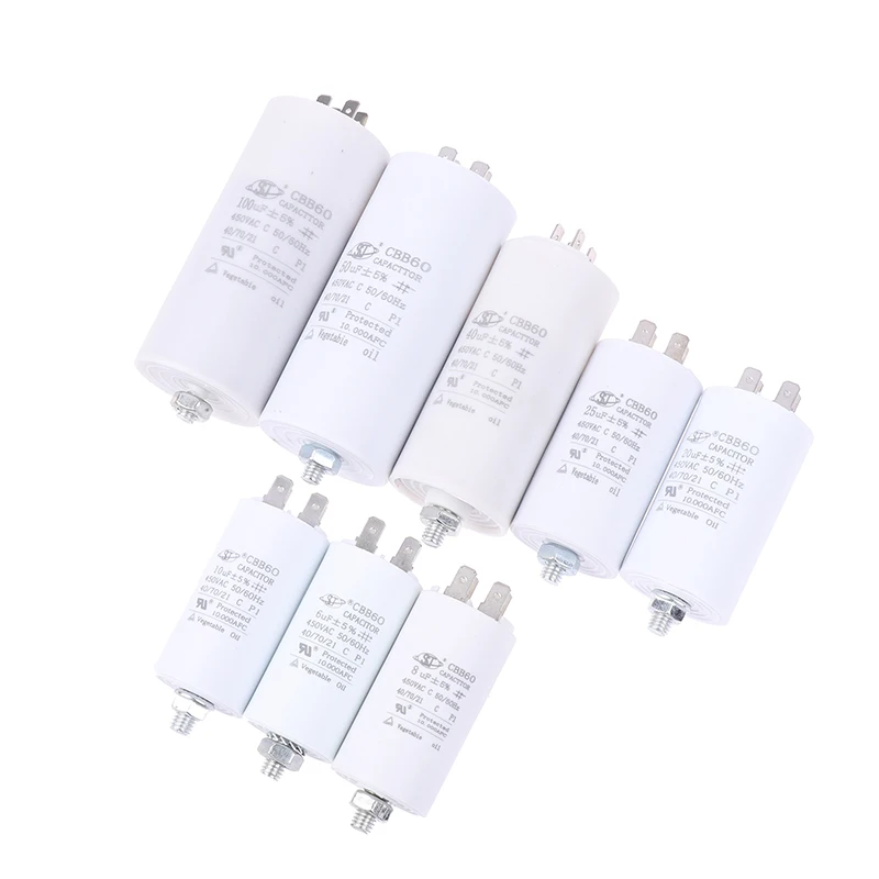 CBB60 Starting Capacitor 6uF~100uF Motor Capacitor 50 / 60Hz 450VAC With M8 Screw For Electric Motor/Washing Machine