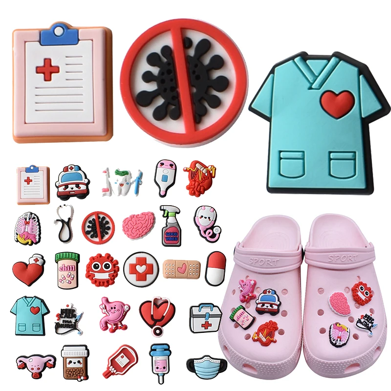 

27/100pcs MINISO Hot Selling Medical Series Shoe Bag Decoration Designer for Shoe Charms Accessories for Classic Clog Kids Gifts