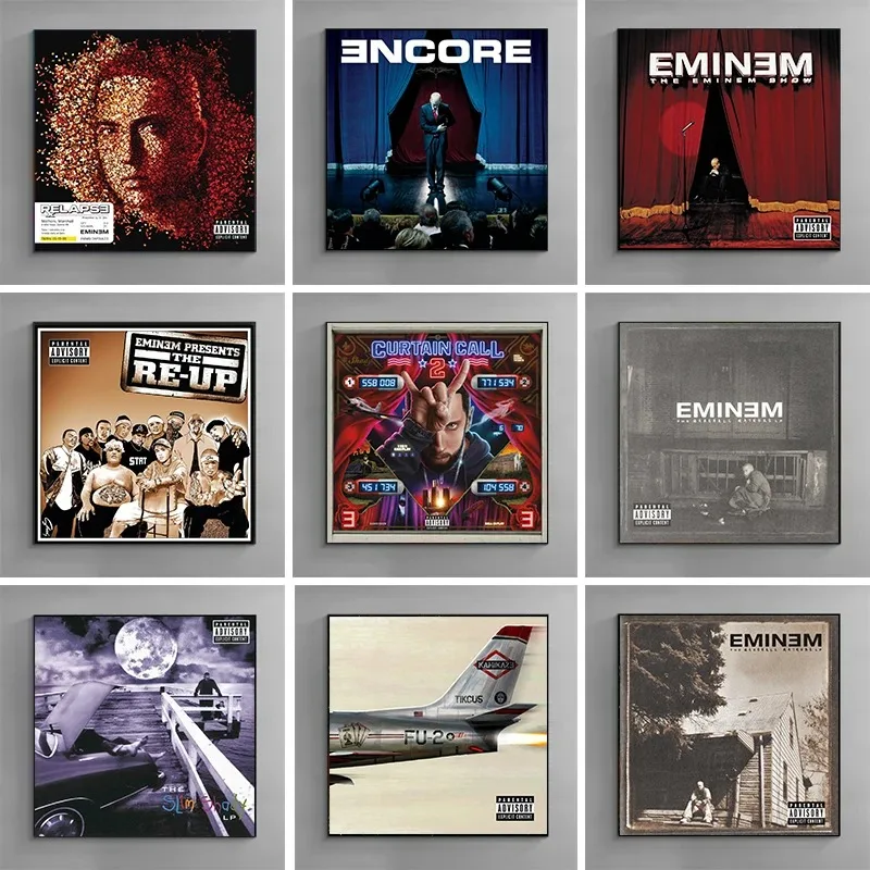 Hip Hop Rapper Eminem Hot Music Album Cover Curtain Call Poster Retro Singer Canvas Painting Wall Art Pictures Home Decor Gift