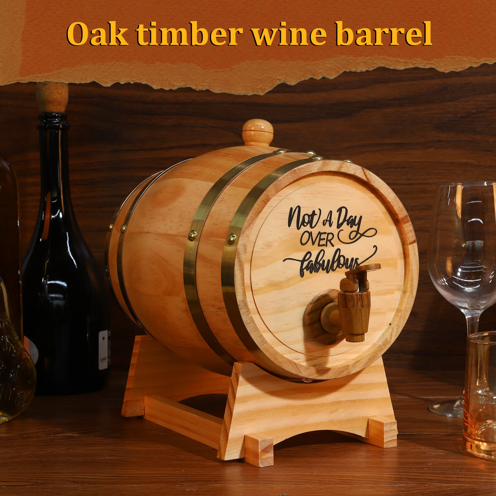 

Pine + Plastic 3L Wine Barrel With Stand & Spigot Wooden Retro Aging Barrels Whiskey Cocktails Beer Storage Container Dispenser