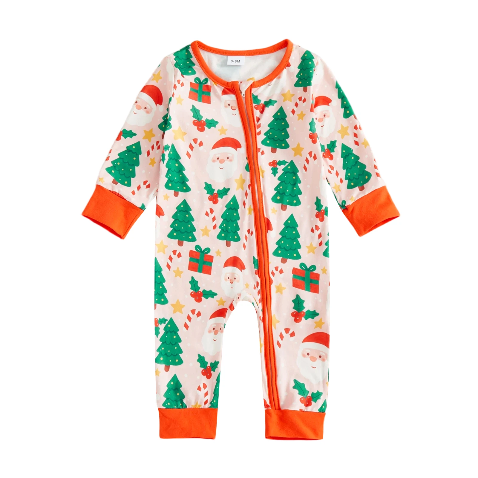 

Baby Girls Jumpsuit Long Sleeve Crew Neck Santa Claus Gingerbread Man Print Romper Christmas Clothes
