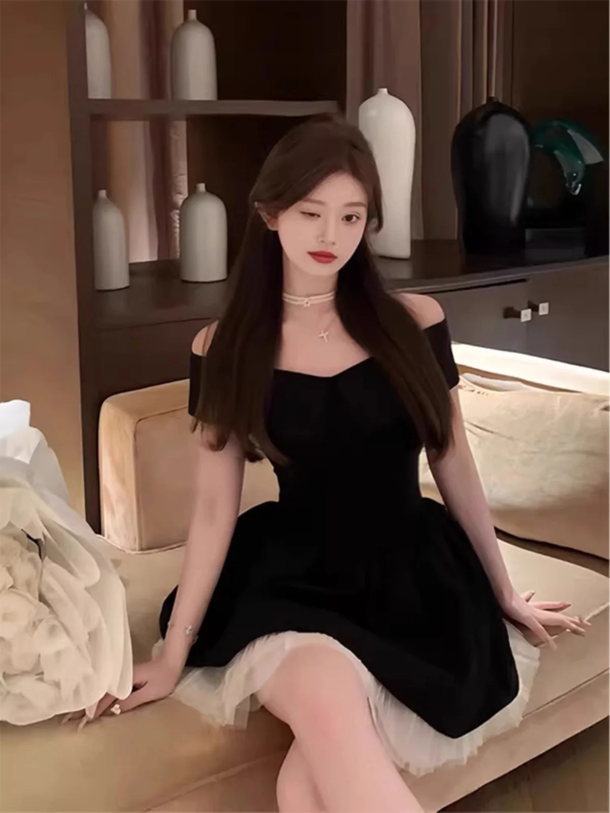 

Модное короткое платье Hebe Sle для взрослых с завышенной талией и А-образным силуэтом, с открытыми плечами, для различных случаев