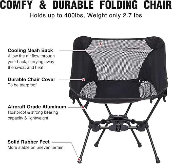 Portable Lightweight Folding Chair for Camping, Hiking and Beach Compact Design