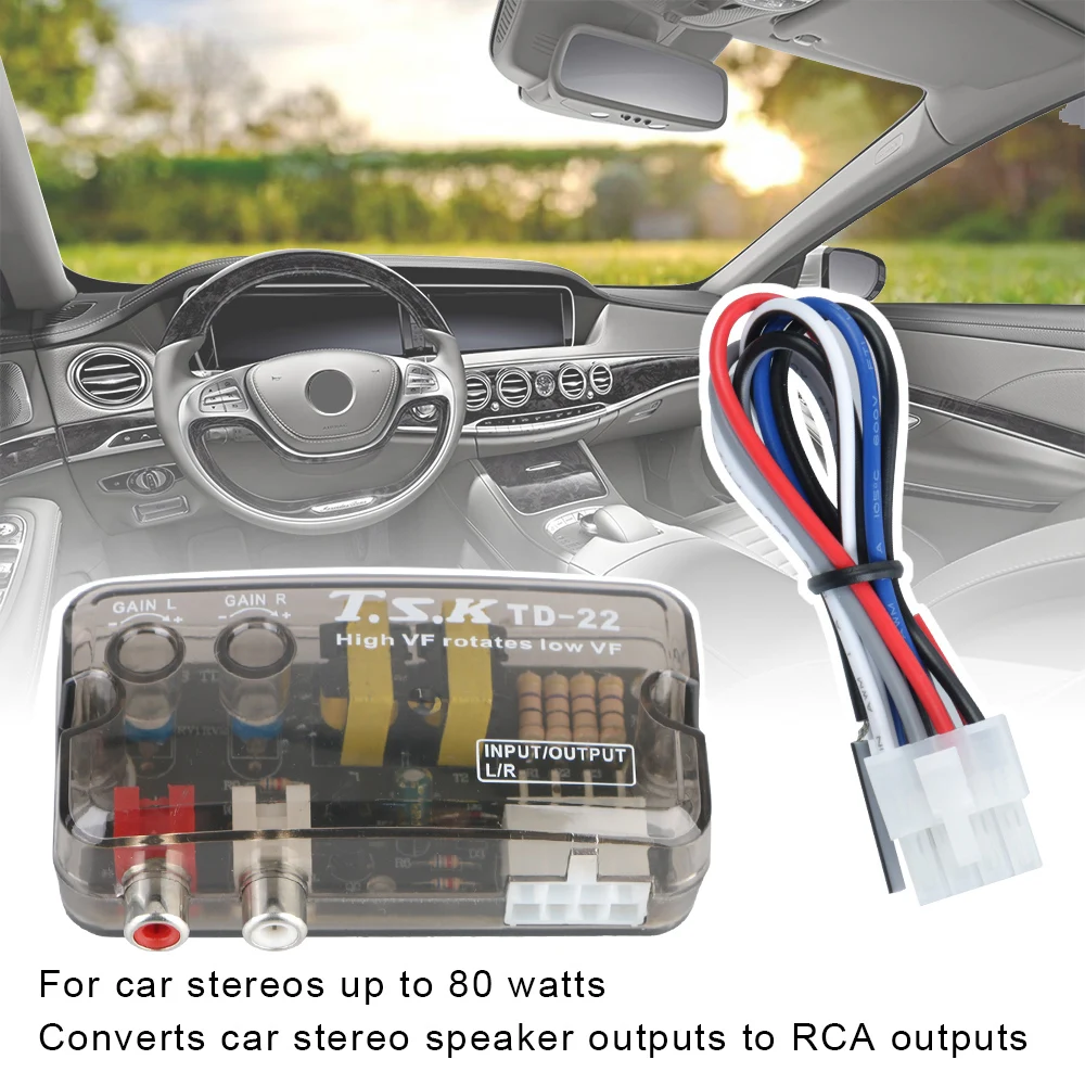 Universal RCA Line 12V Auto Car Audio Converter Speaker Level Converter Adapter