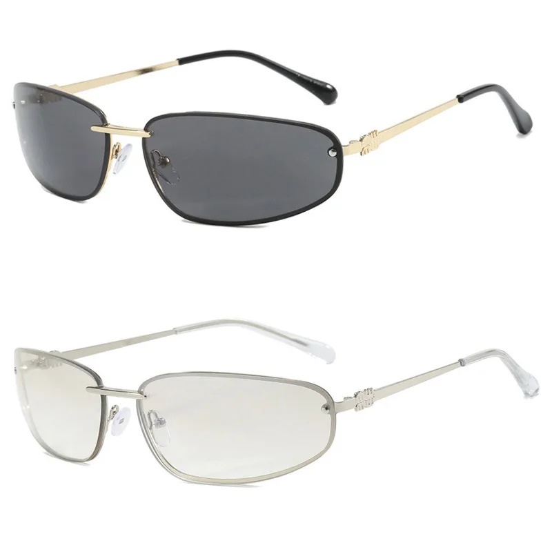 2 قطعة خمر موضة البيضاوي المعادن النظارات الشمسية النساء الرجال الرجعية الاتجاه العلامة التجارية نظارات شمسية القيادة السفر الذكور الإناث نظارات UV400 #3