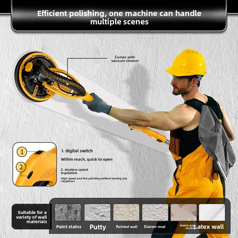 Wall Grinder, Vacuum All-in-one Machine, Dust-free Sandpaper Machine To Grind The Wall, Artifact Wall Putty Grinding