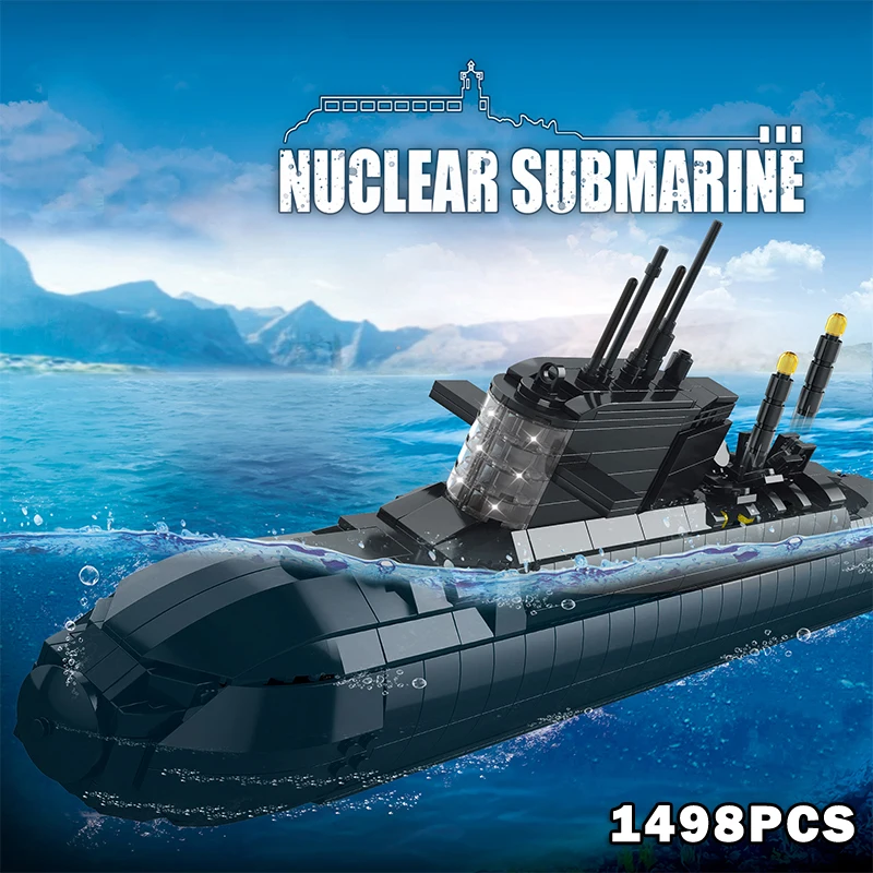 

WW2 Battleship Building Toys 1498pcs Strategic Nuclear Submarine Building Blocks Military Bricks Construction Toys Boy Gifts