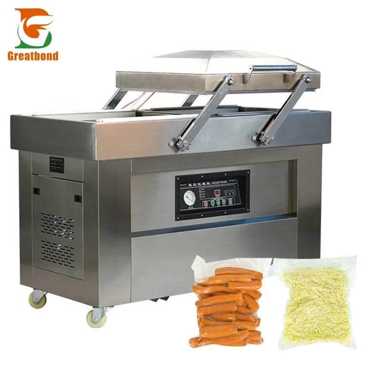 

Dz-400 Custom Commercial Double Chamber Large Meat Rice Brick Seafood Vegetables Plastic Bags Sealing Vacuum Packaging Machine