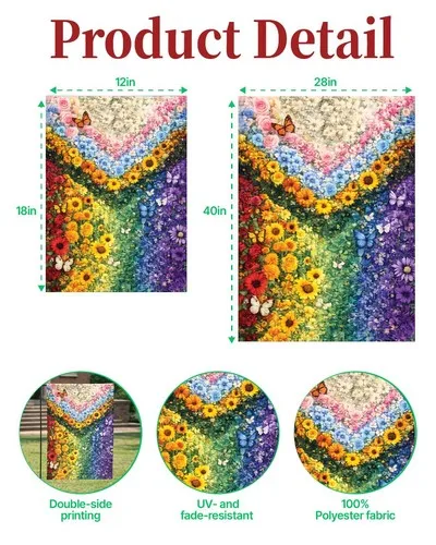 Floral Pride Garden Flag LGBTQ Rainbow Equality Banner Outdoor Decor AAV hhz