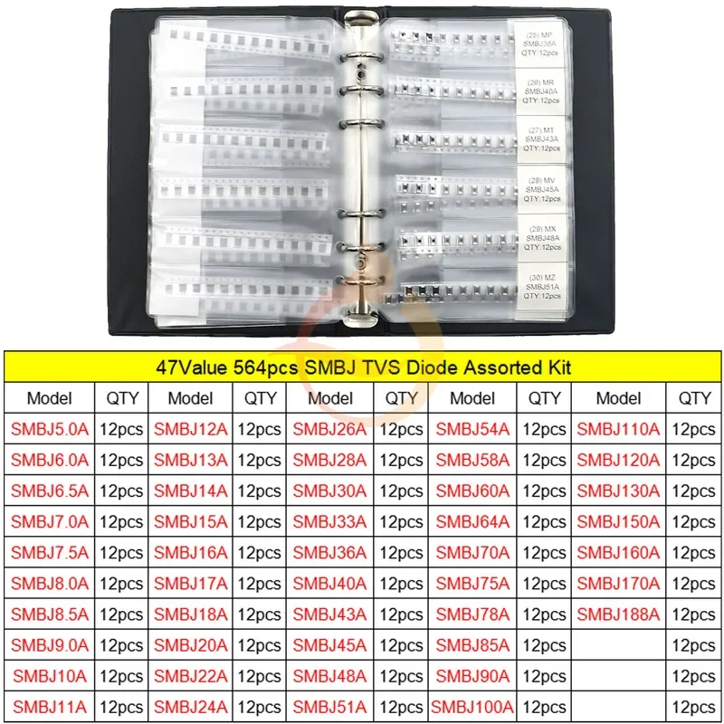 DIP SMD Zener Diode TVS Diodes Fast Switching Schottky Diode Assorted Kit DIY Mix Electronic set