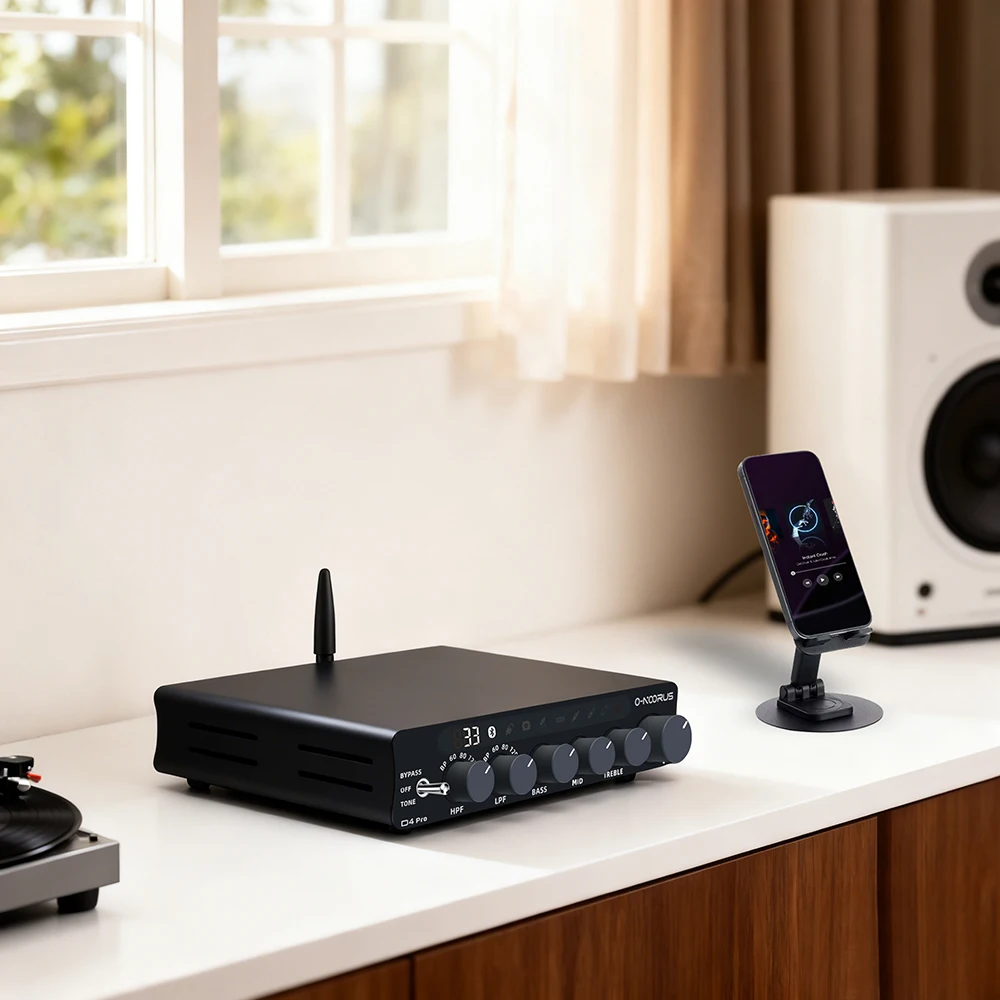 O-NOORUS D4 PRO TPA3255 PFFB Stereo High-pass Filter and Low-pass Filter Amplifier with Balance HDMI EARC/ARC Bluetooth USB Opti