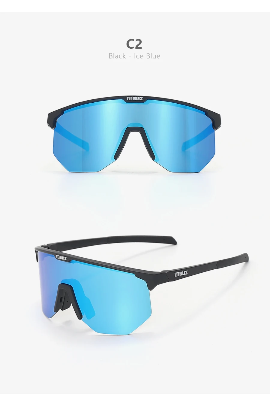 B BLIZ Hero Polarisierte Fahrrad-Sonnenbrille, winddichte Mountainbike-Brille für Männer und Frauen, Radfahren, Wandern, Laufen, Brille mit 3 Gläsern – Detail 9