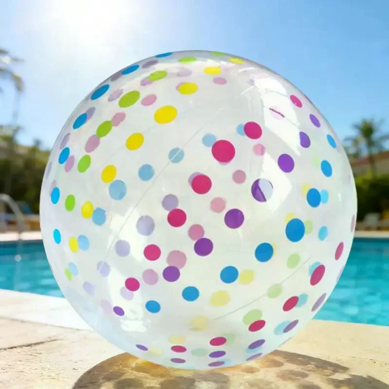 Dots & Stripes PVC Inflatable Ball - Transparent Printed Toy For Pool Parties, Family Games, Kids Play, Indoor/Outdoor Colorful