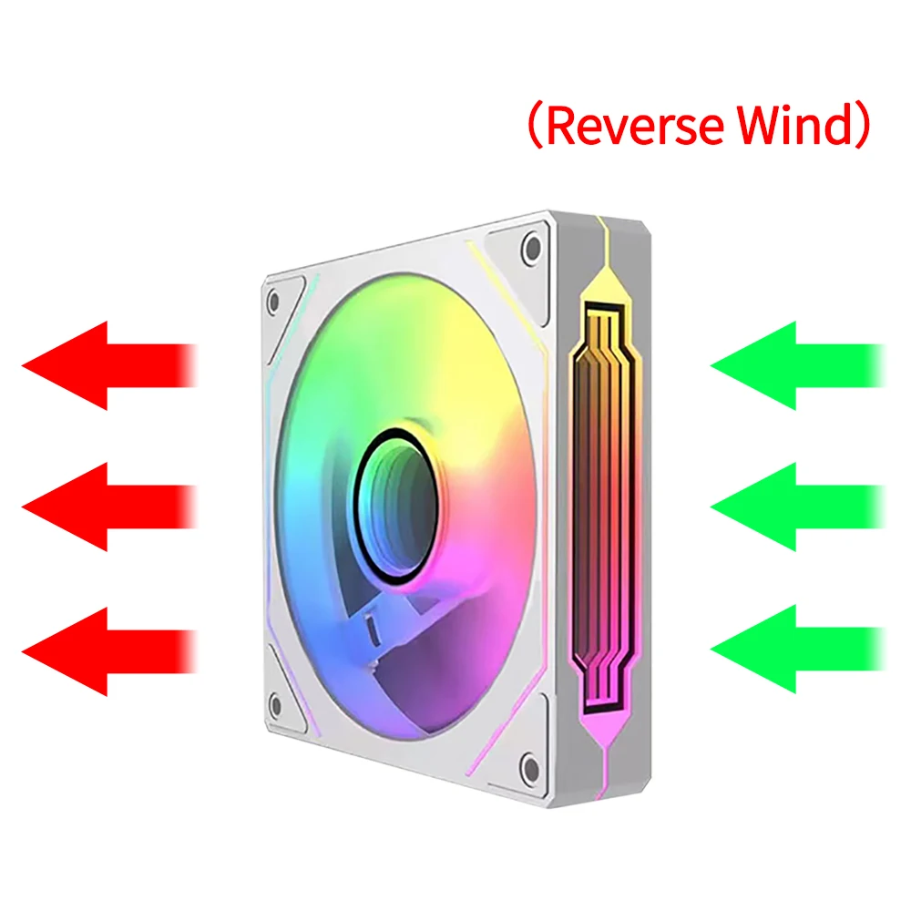 Computer Case 12cm RGB Fan Mute Mirror ARGB+PWM Silent Ventilador CPU Cooler Radiator 64CFM Supplies Reverse Blade Black / White