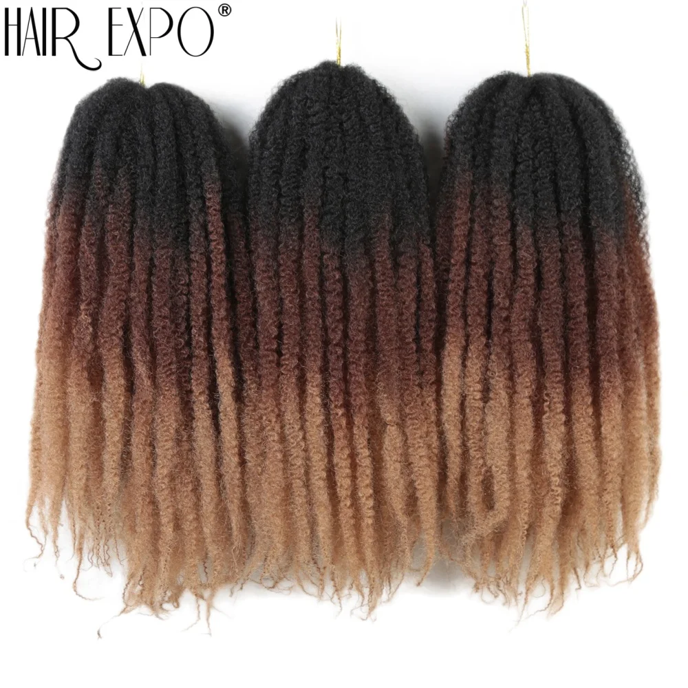 

Marley Hair 18Inch Synthetic Marley Braiding Hair Ombre Black Brown Blonde for Afro Kinky Marley Twist Braiding Hair For Women