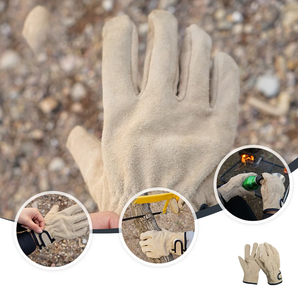 

Heat Resistant BBQ Glove Cowhide Polyester Anti Scald Oven Mitts Fireproof Gloves Grilling Microwave Reusable Gardening H ling