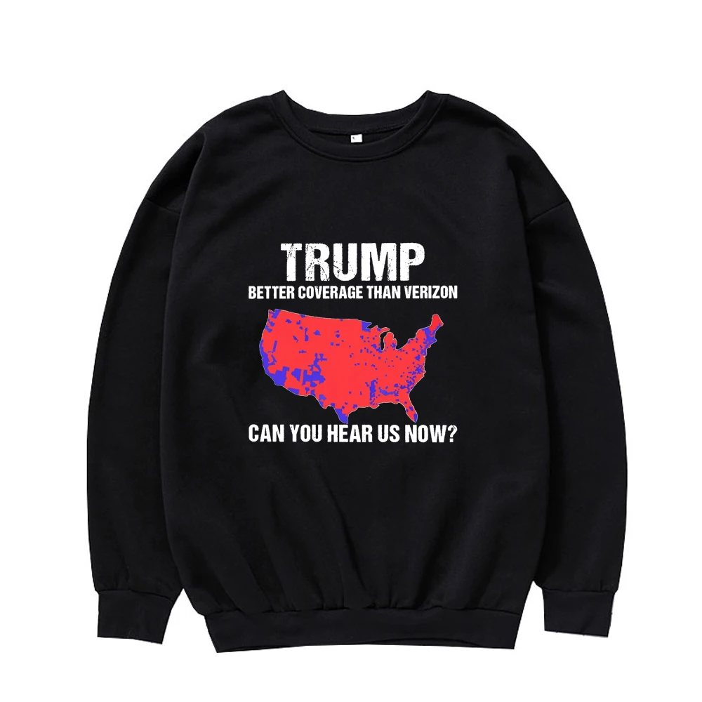 Trump Better Coverage Than Verizon Sweatshirts 2024 Election Retro Fashion 90s Long Sleeve Winter Clothing Crew Neck Pullover