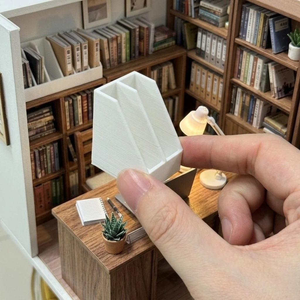 2pcs Miniature Double Slot File Magazine Holder, Mini Desk Document Organizer Rack, Realistic Study Furniture Accessories