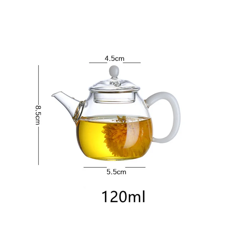 120ml Small Glass Teapot With Filter Green Tea Flower Tea Maker Household Heat-resistant Kungfu Tea Set Small Tea Pot Teaware