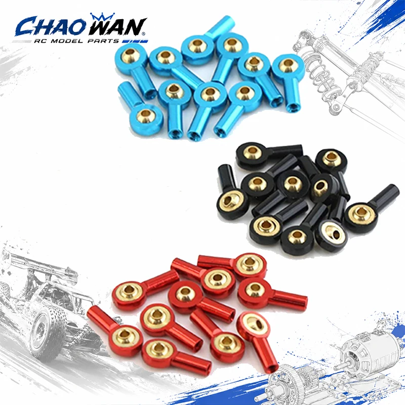 Extremos de varilla de conexión con rótula metálica M2, con rosca positiva y cabezal de rótula universal para modelos de coches, aviones y barcos de control remoto, disponibles en 4 colores.