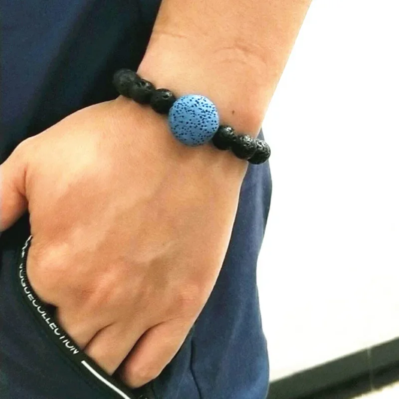 10mm Colorful Round Lava Stone Essential Oil Diffuser Bracelet 10mm Volcanic Aromatherapy Jewelry Rock  Men Women Bracelets