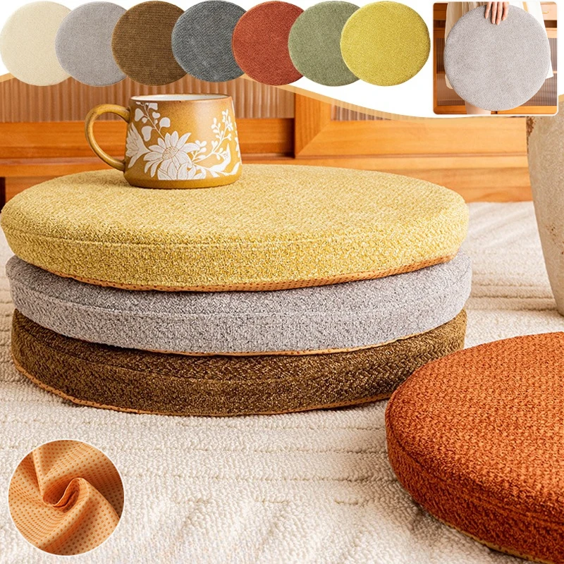 

1PC 2026 New Thicken Round Seat Cushion Soft Snowflake Velvet Removable Dining Chair Cushion Four Season Use Cojines De Navidad