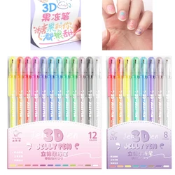 3D Jelly Pen Set Gel Pens Art Supplies Point Marker, Handwriting Pens