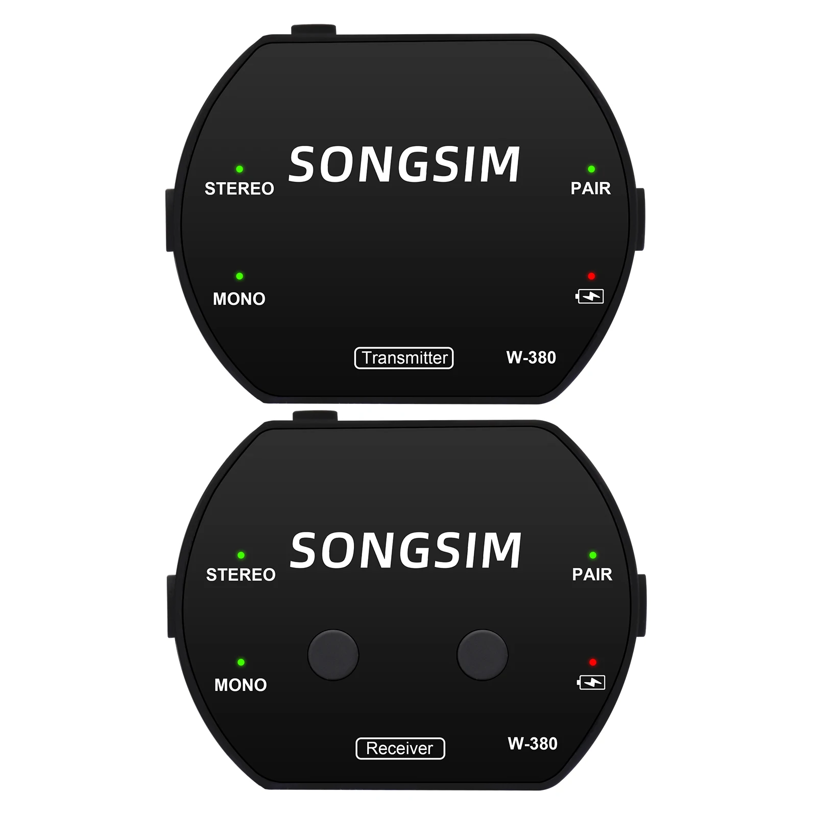 W-380 سماعة أذن لاسلكية نظام نقل Mnitor قابل لإعادة الشحن ستيريو أحادي كتم وظيفة الارسال مع زر الصوت #2