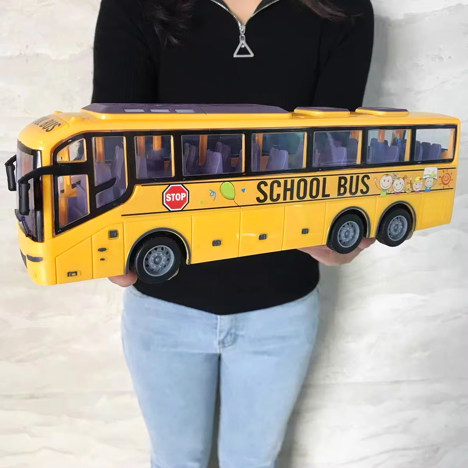 1/30 Rc Bus Electric Remote Control Car with Light Tour Bus School City Model 27Mhz Radio Controlled Machine Toys for Boys Kids 